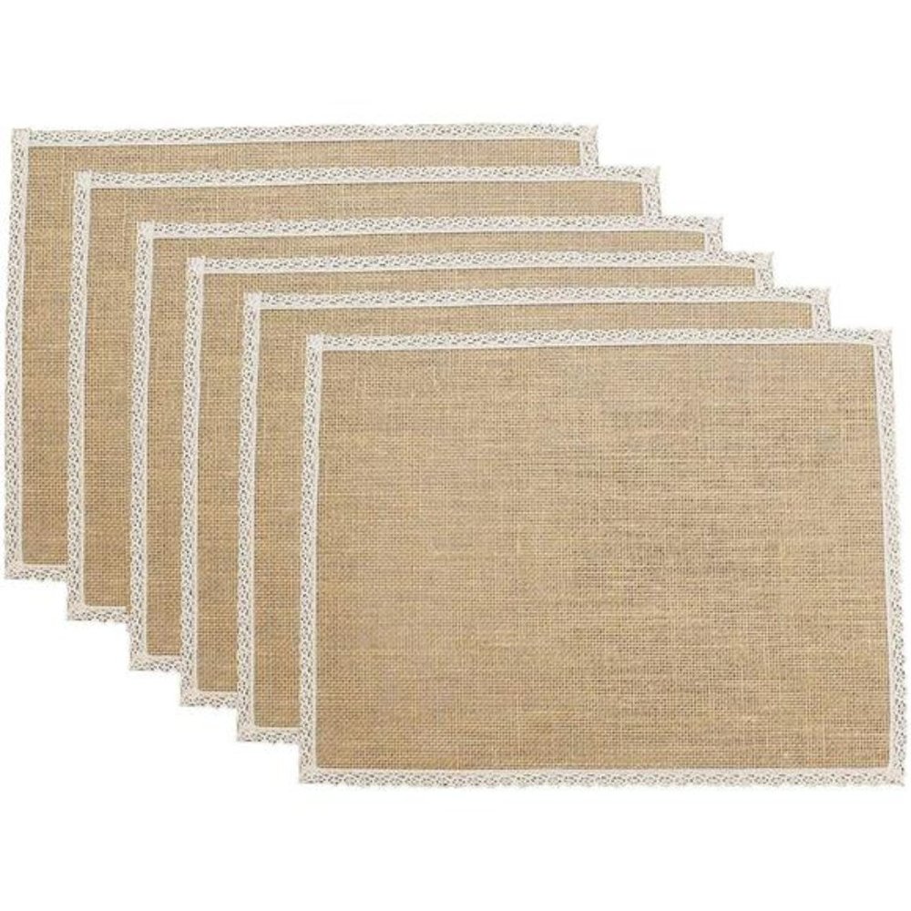 Jute Burlap Placemats Set of 6